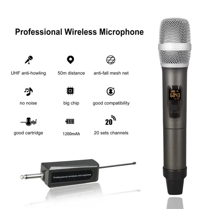 M-3 Portable Microphone Set with Receiver U-Band FM Wireless Microphone for Speaker Karaoke - 3