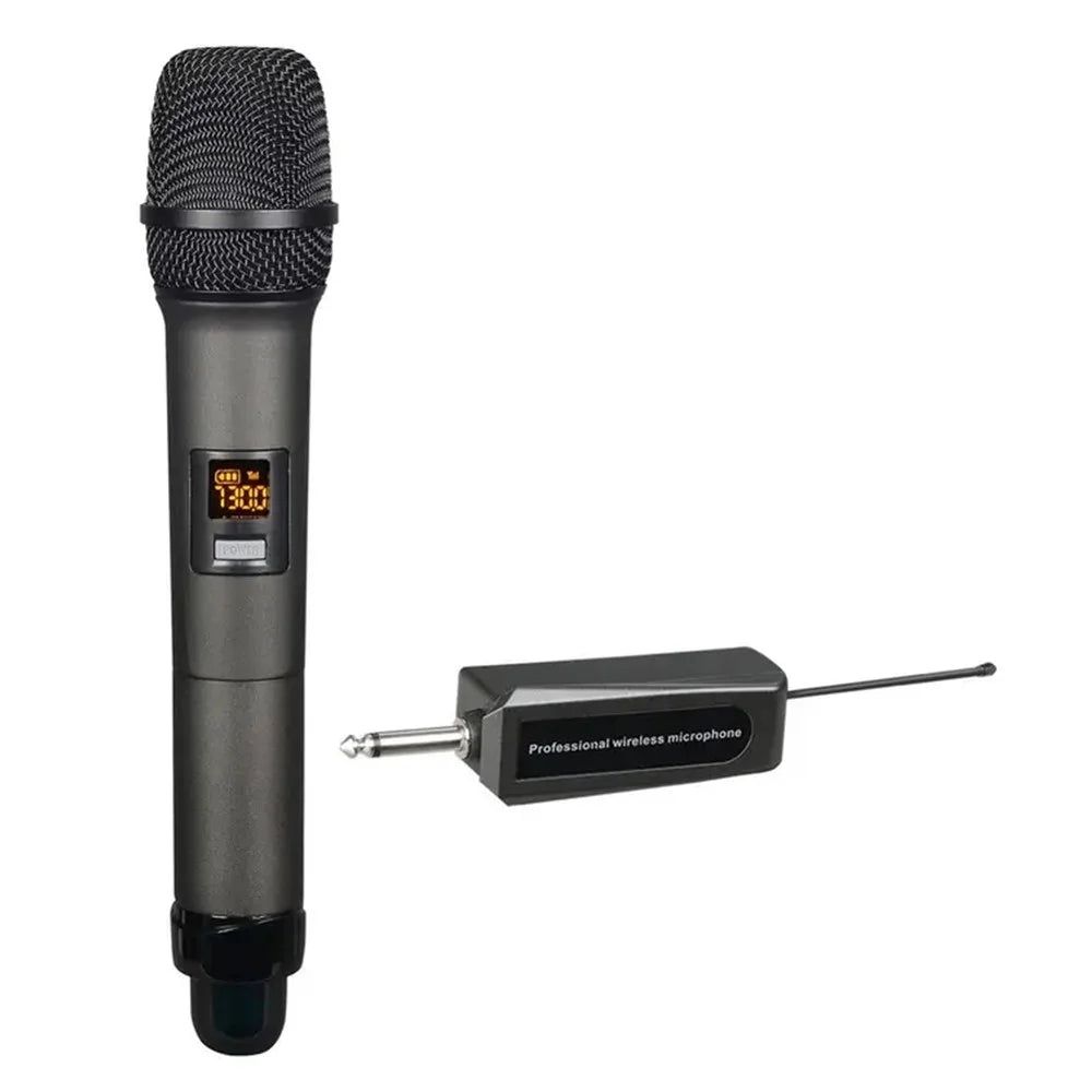 W-14 Moving Coil Microphone U-Band FM Wireless Mic with Receiver Home Karaoke Microphone - Grey - 1
