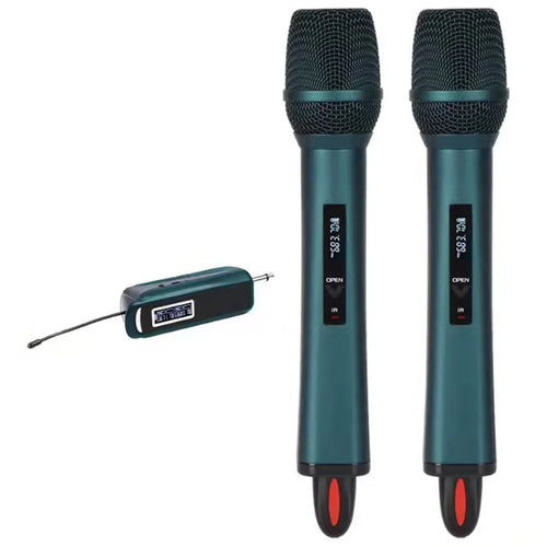 TX-12 Stage Singing Wireless Microphone Outdoor Home Live Streaming Rechargeable Mic, 2 Mic + 1 Receiver - Blue - 1