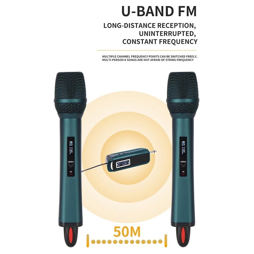 TX-12 Stage Singing Wireless Microphone Outdoor Home Live Streaming Rechargeable Mic, 2 Mic + 1 Receiver - Blue - 2