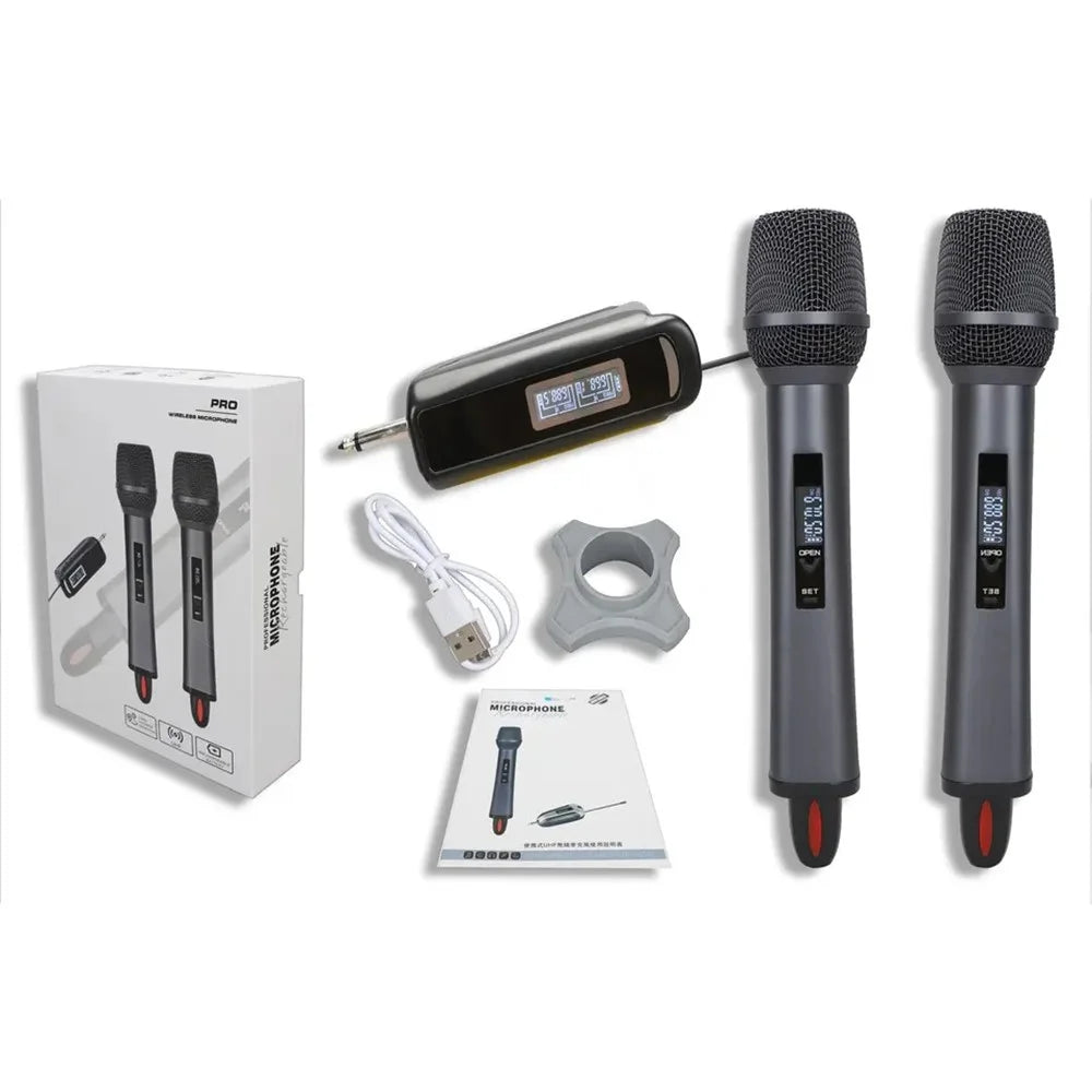 TX-12 Stage Singing Wireless Microphone Outdoor Home Live Streaming Rechargeable Mic, 2 Mic + 1 Receiver - Blue - 6