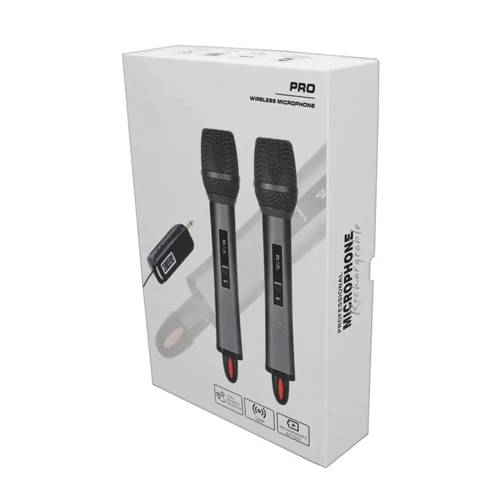 TX-12 Stage Singing Wireless Microphone Outdoor Home Live Streaming Rechargeable Mic, 2 Mic + 1 Receiver - Blue - 7