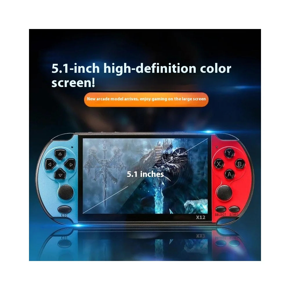 POWKIDDY X12 Game Console 5.1 Inch Display Handheld Retro 8G Arcade Game Machine - Red / Blue - 2
