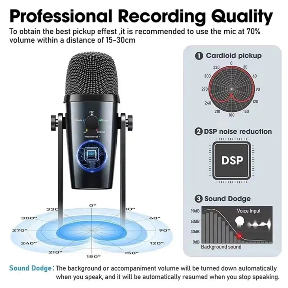 JMARY MC-PW10 Professional 4 Sound Modes USB Desktop Condenser Microphone - 6