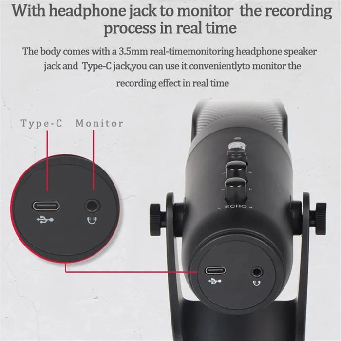 JMARY MC-PW9 Microphone USB Cable Mic Plug and Play RGB Light Voice Recording Tool - 4