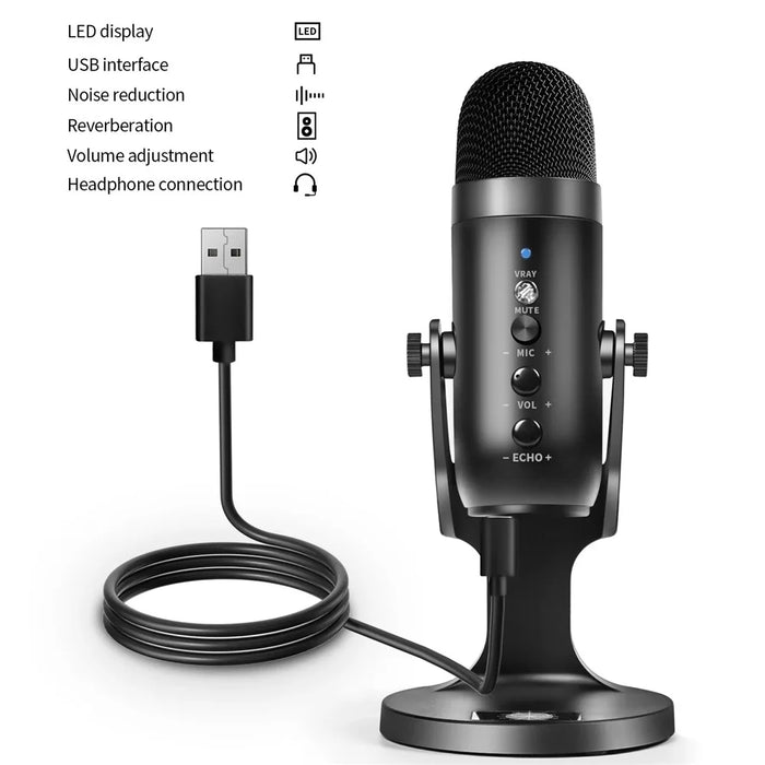 JMARY MC-PW8 Condenser Microphone USB Desktop Mic with Real-time Monitoring - 5