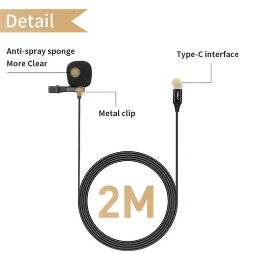 JMARY MC-R2 2m Lavalier Type-C Wired Microphone Interview Video Recording Mic - 2