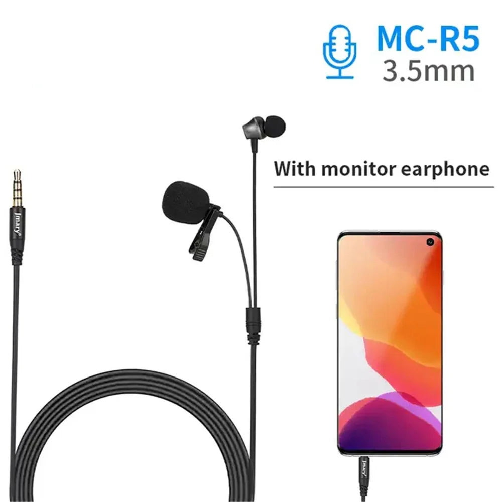 JMARY MC-R5 3m 3.5mm Wired Lavalier Microphone with Sound Monitoring Earphone - 5