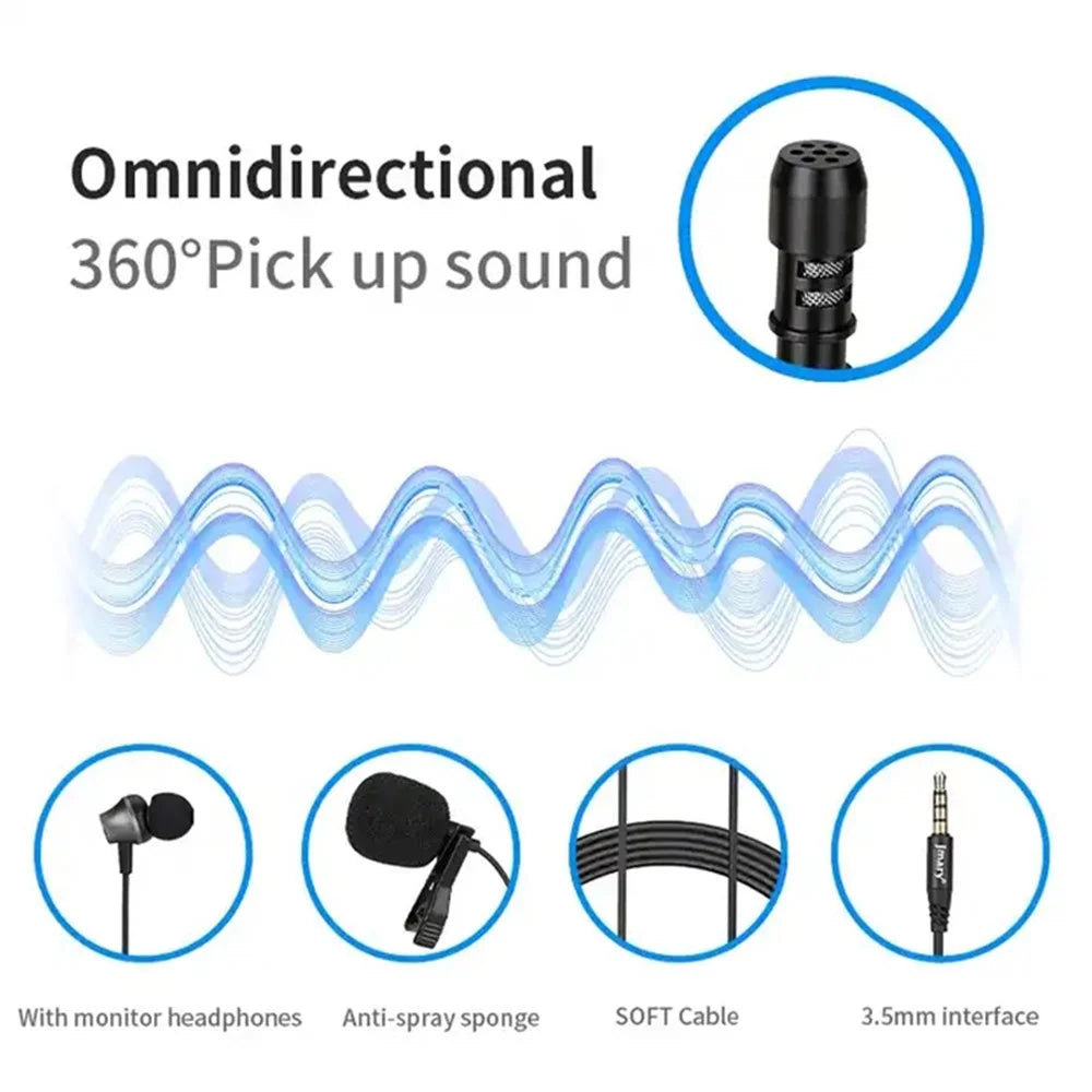 JMARY MC-R5 3m 3.5mm Wired Lavalier Microphone with Sound Monitoring Earphone - 6