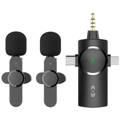 AP031 2 Wireless Lavalier Microphones with 1 Receiver for iPhone, Type-C Cell Phone, Camera - 1