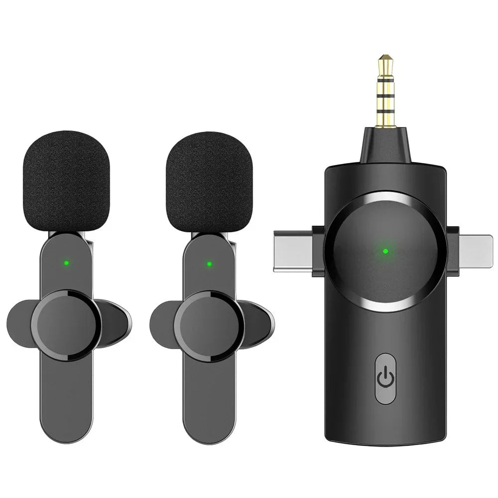 AP031 2 Wireless Lavalier Microphones with 1 Receiver for iPhone, Type-C Cell Phone, Camera - 1