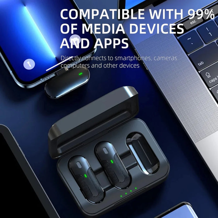 M8 2 Type-C Microphones Wireless Noise Canceling Lavalier Mic with 1 Receiver - 6