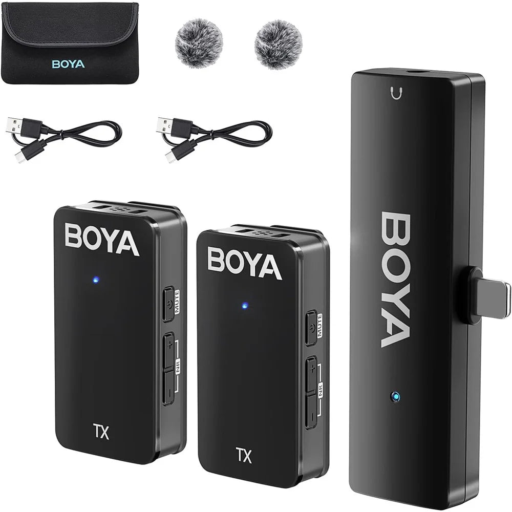 BOYA WMic5-M4 For iPhone / iPad 2.4G Wireless Lapel Microphone Live Steaming Mic, 2 Transmitter + 1 8-Pin Receiver - 1