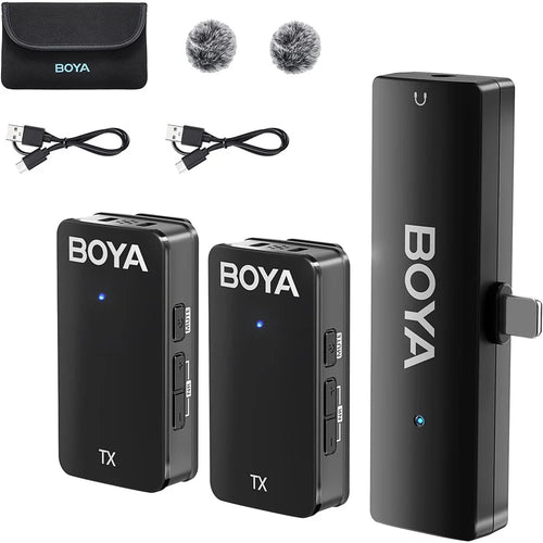 BOYA WMic5-M4 For iPhone / iPad 2.4G Wireless Lapel Microphone Live Steaming Mic, 2 Transmitter + 1 8-Pin Receiver - 1