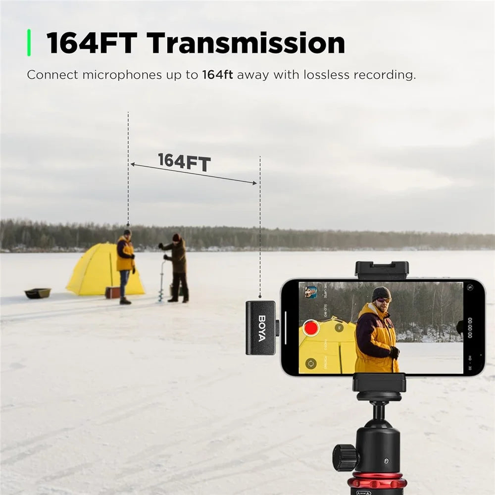 BOYA Omic-D 2 Transmitter + 1 8-Pin Receiver, Button Shape 2.4G Wireless Microphone Lapel Clip Mics - Black - 4