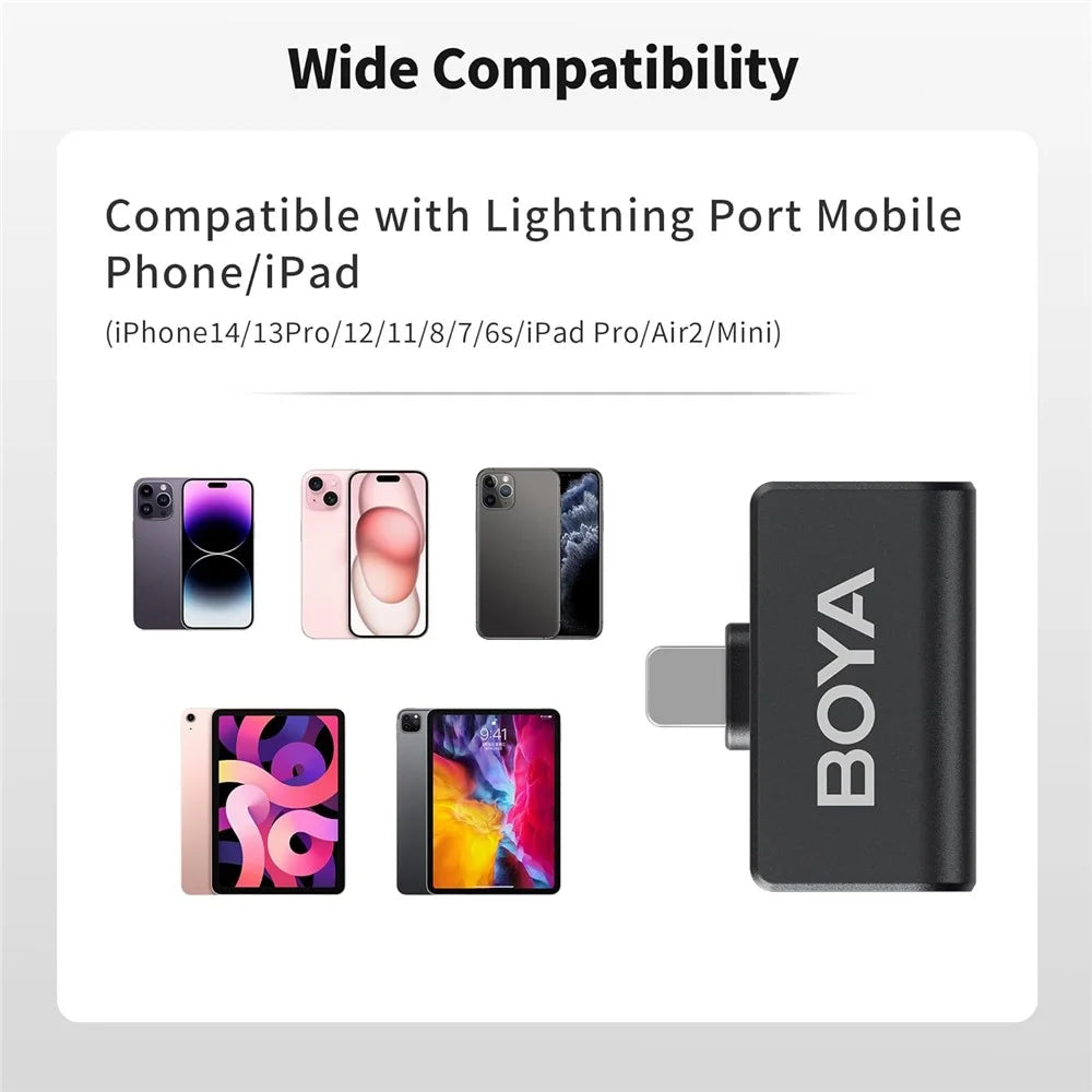 BOYA Omic-D 2 Transmitter + 1 8-Pin Receiver, Button Shape 2.4G Wireless Microphone Lapel Clip Mics - Black - 5