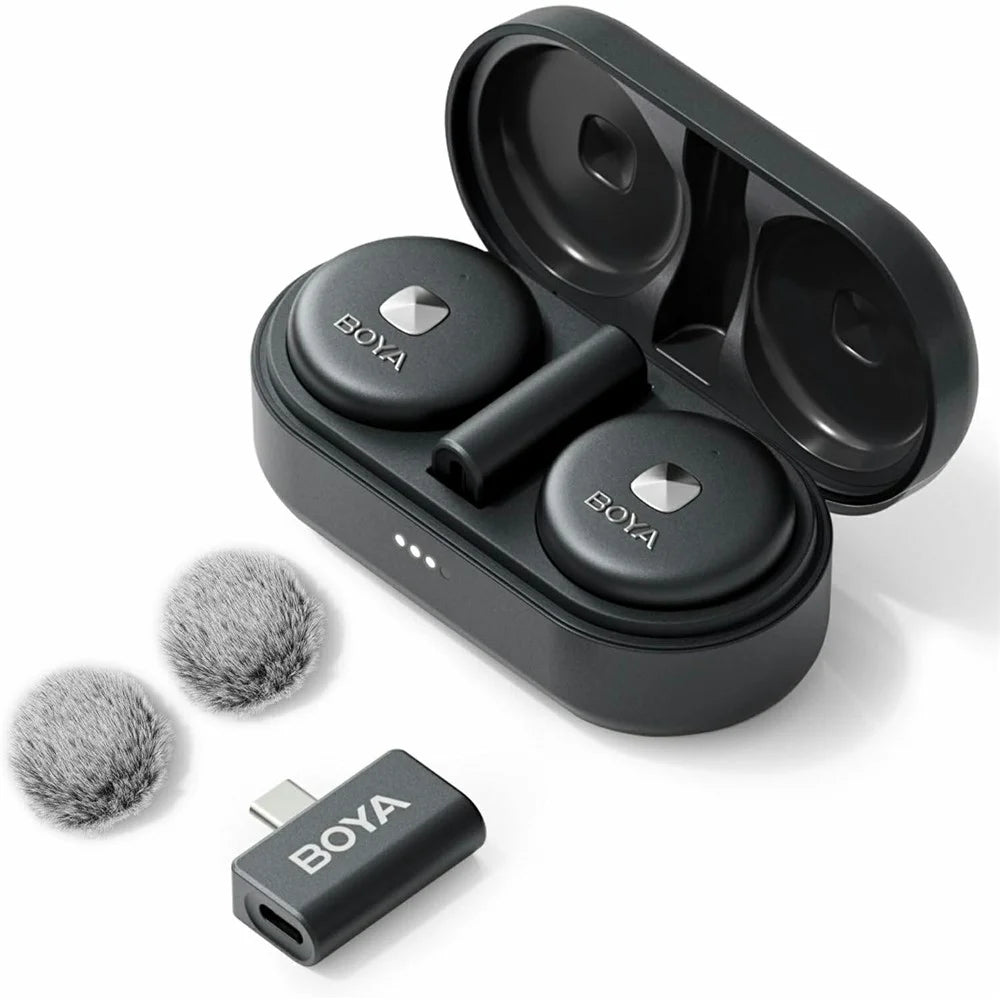 BOYA Omic-U 2 Transmitter + 1 USB-C Receiver, Button Shape Wireless Lavalier Microphone - Black - 1
