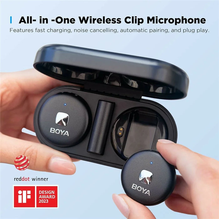 BOYA Omic-U 2 Transmitter + 1 USB-C Receiver, Button Shape Wireless Lavalier Microphone - Black - 3