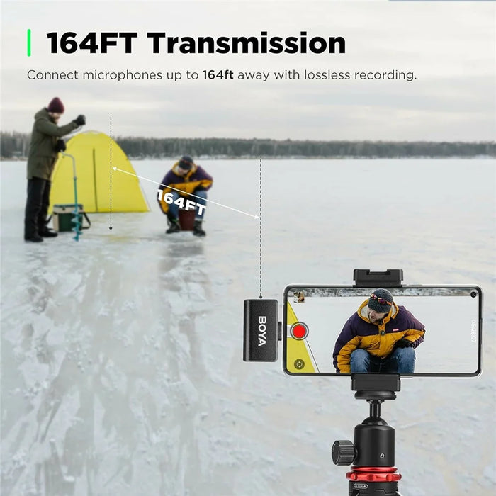 BOYA Omic-U 2 Transmitter + 1 USB-C Receiver, Button Shape Wireless Lavalier Microphone - Black - 5