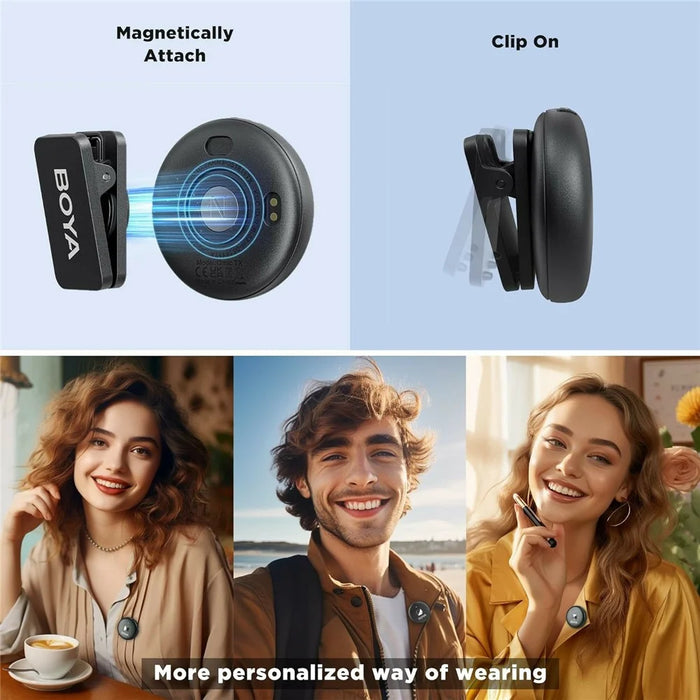 BOYA Omic-U 2 Transmitter + 1 USB-C Receiver, Button Shape Wireless Lavalier Microphone - Black - 7