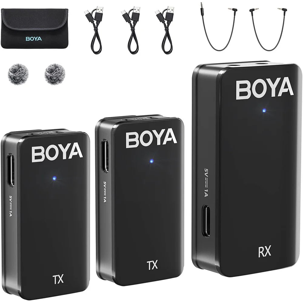 BOYA WMic5-M2 2 Transmitter + 1 Receiver, 2.4G Wireless Lavalier Microphone Mic for Camera Laptop - 1