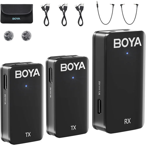 BOYA WMic5-M2 2 Transmitter + 1 Receiver, 2.4G Wireless Lavalier Microphone Mic for Camera Laptop - 1