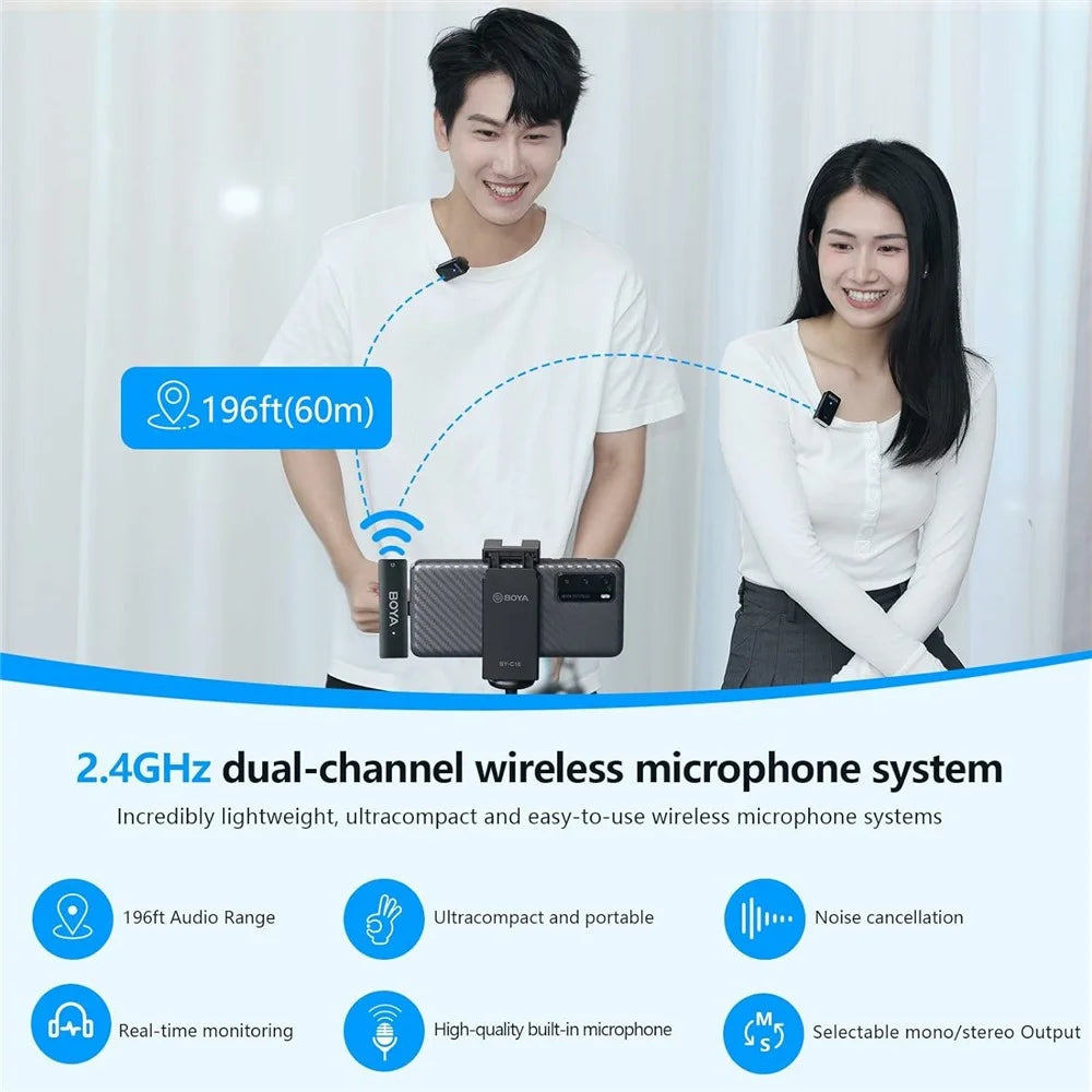 BOYA WMic5-M6 Live Streaming Wireless Microphone Lapel Clip Mic, 2 Transmitter + 1 USB-C Receiver - 3