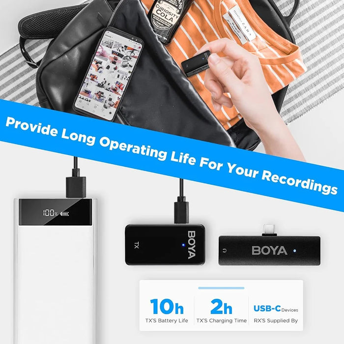 BOYA WMic5-M5 Video Recording Wireless Microphone Lapel Clip Mic, 1 Transmitter + 1 USB-C Receiver - 2