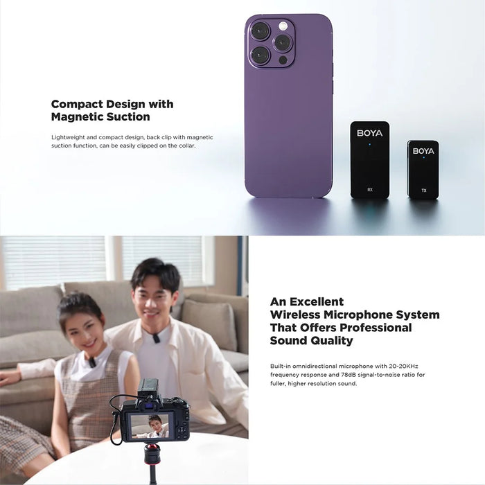 BOYA WMic5-M5 Video Recording Wireless Microphone Lapel Clip Mic, 1 Transmitter + 1 USB-C Receiver - 7