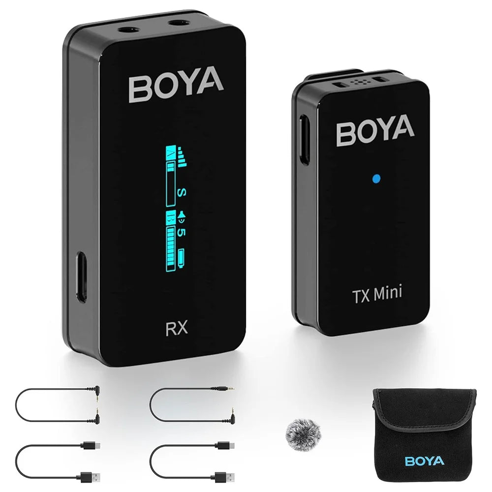 BOYA BY-XM6-S1MINI Wireless Microphone Lapel Clip Mic for Phone Camera, 1 Mini Transmitter + 1 Receiver - 1