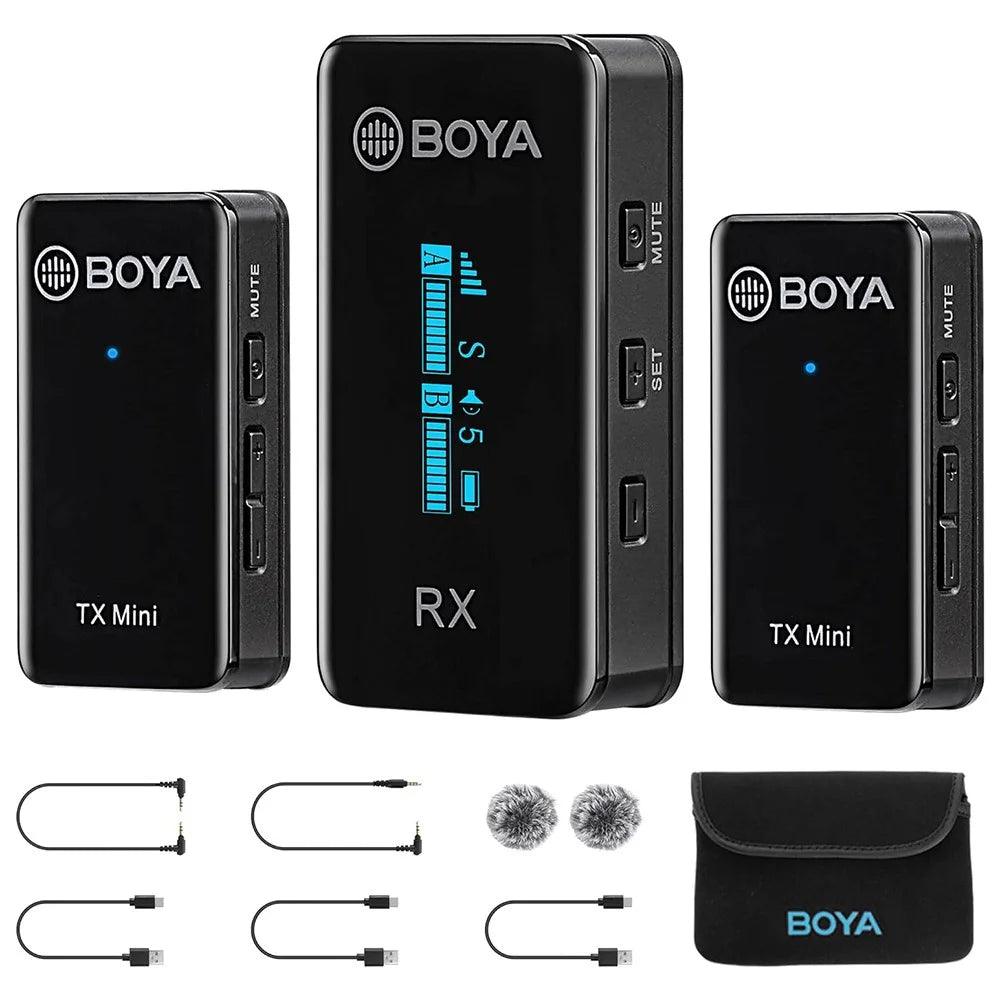 BOYA BY-XM6-S2 MINI Wireless Microphone Lavalier Mic for Phone Camera, 2 Mini Transmitter + 1 Receiver - 1