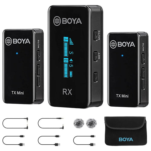 BOYA BY-XM6-S2 MINI Wireless Microphone Lavalier Mic for Phone Camera, 2 Mini Transmitter + 1 Receiver - 1