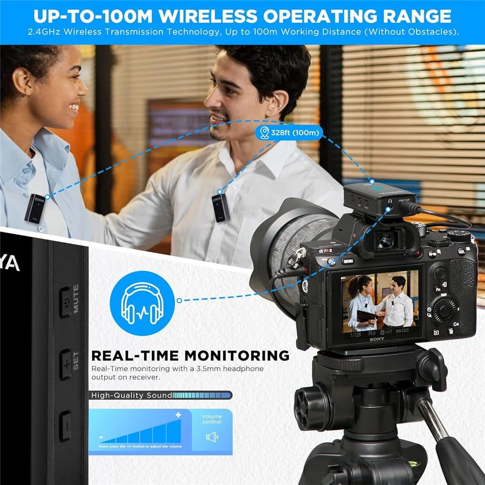 BOYA BY-XM6-S2 MINI Wireless Microphone Lavalier Mic for Phone Camera, 2 Mini Transmitter + 1 Receiver - 2
