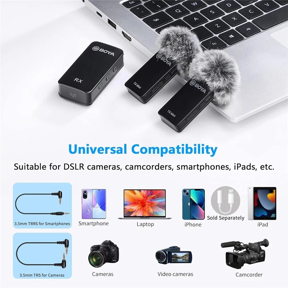 BOYA BY-XM6-S2 MINI Wireless Microphone Lavalier Mic for Phone Camera, 2 Mini Transmitter + 1 Receiver - 3