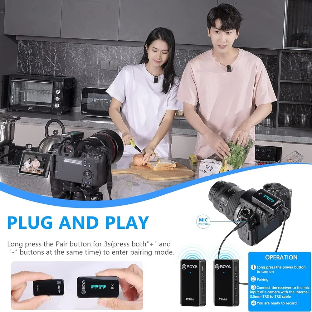 BOYA BY-XM6-S2 MINI Wireless Microphone Lavalier Mic for Phone Camera, 2 Mini Transmitter + 1 Receiver - 5