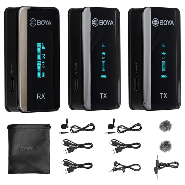 BOYA BY-XM6-S2 2 Transmitter + 1 Receiver, Wireless Microphone Lavalier Mic for Phone Camera Laptop - 1