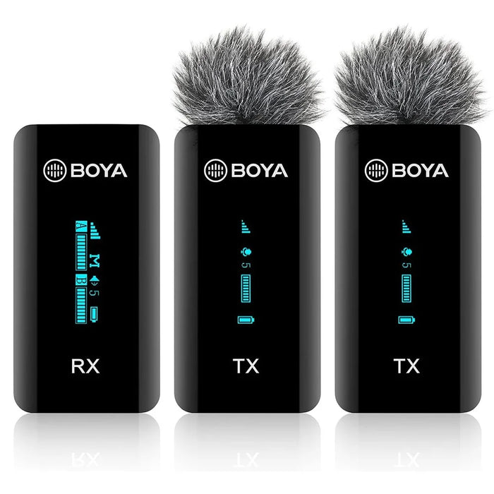 BOYA BY-XM6-S2 2 Transmitter + 1 Receiver, Wireless Microphone Lavalier Mic for Phone Camera Laptop - 2