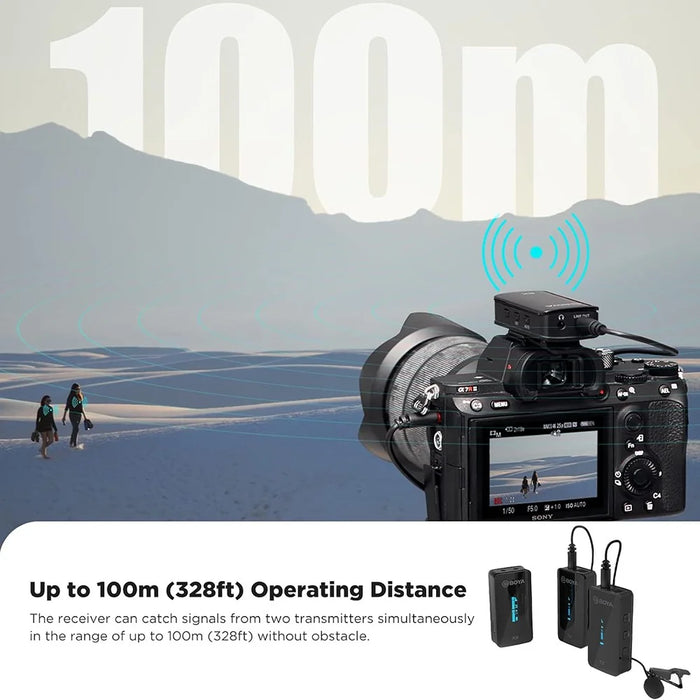 BOYA BY-XM6-S2 2 Transmitter + 1 Receiver, Wireless Microphone Lavalier Mic for Phone Camera Laptop - 4