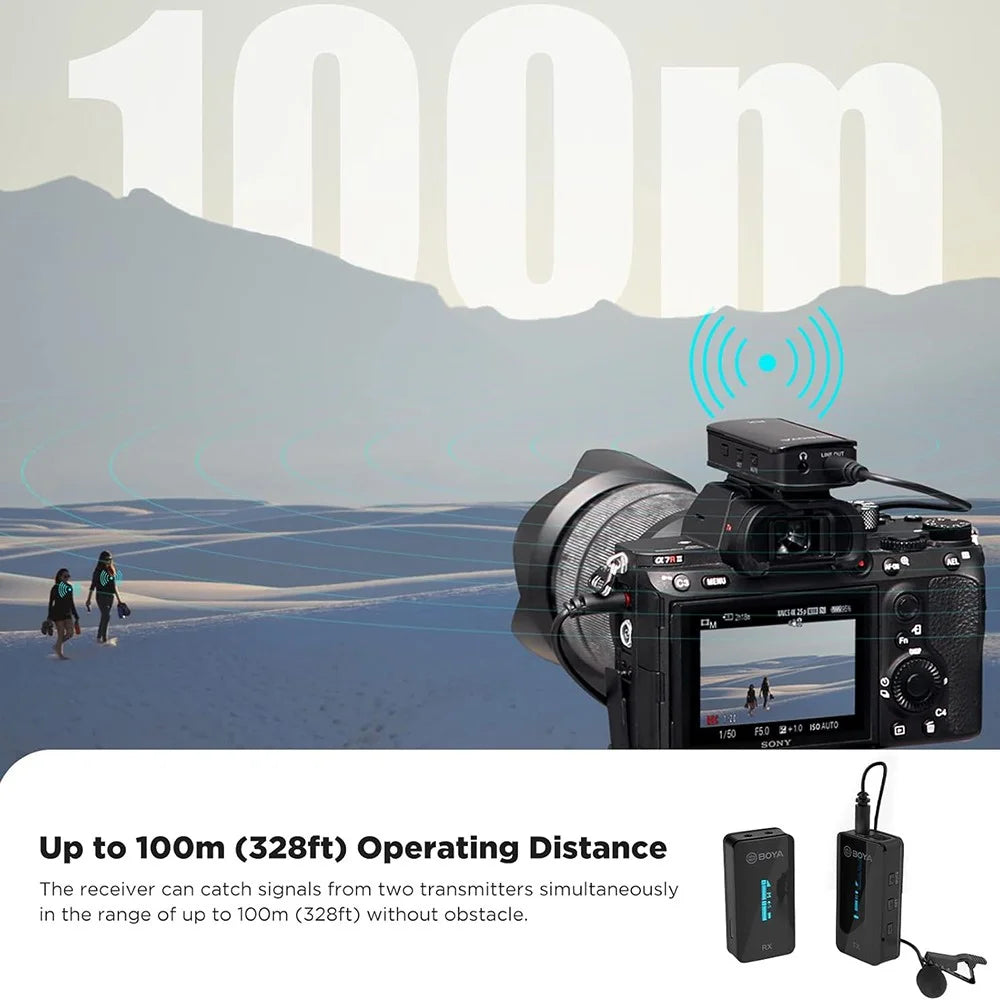 BOYA BY-XM6-S1 1 Transmitter + 1 Receiver, Wireless Microphone Lapel Clip Mic for Phone Camera Laptop - 3