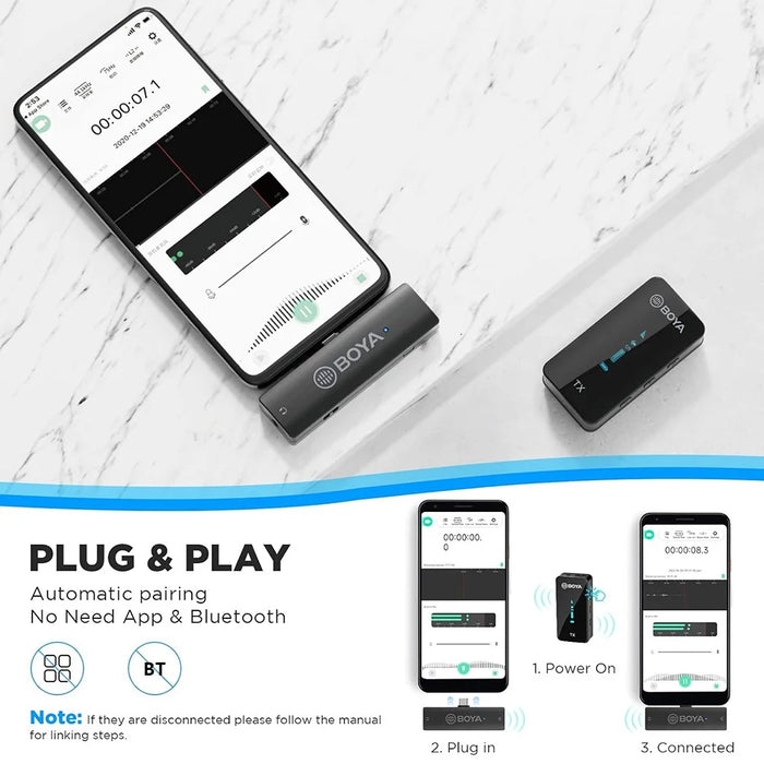 BOYA BY-XM6-S5 For OTG Function Devices Wireless Microphone Lapel Clip Mic, 1 Transmitter + 1 USB-C Receiver - 4