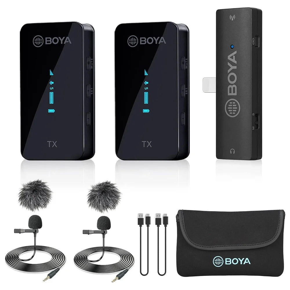 BOYA BY-XM6-S4 For iPhone  /  iPad Wireless Lavalier Microphone Live Streaming Mic, 2 Transmitter + 1 8-Pin Receiver - 1
