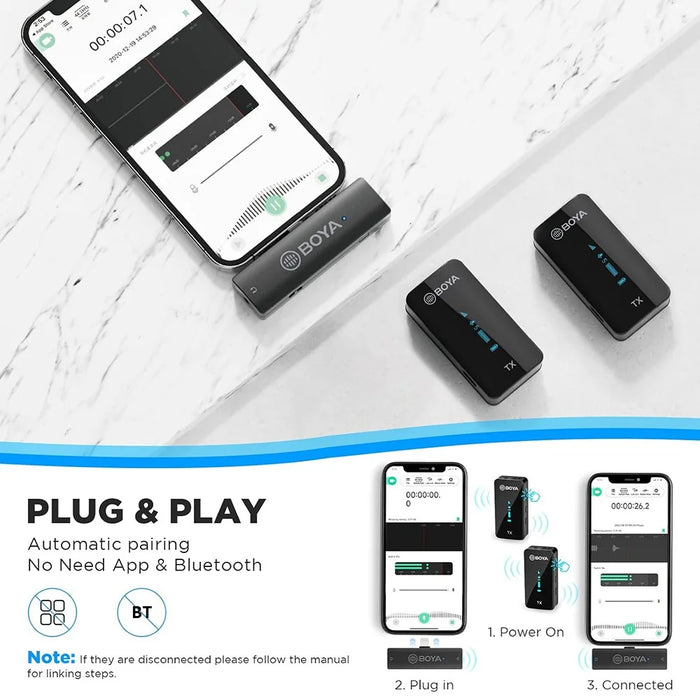 BOYA BY-XM6-S4 For iPhone  /  iPad Wireless Lavalier Microphone Live Streaming Mic, 2 Transmitter + 1 8-Pin Receiver - 3