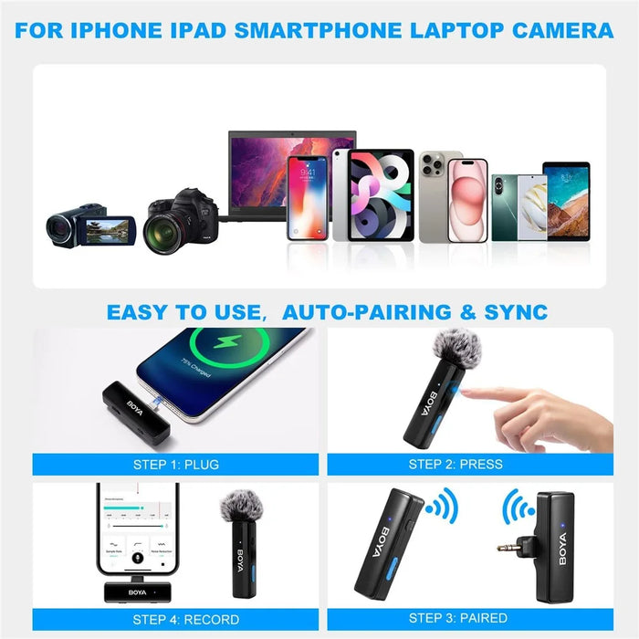BOYA BOYALINK A1 Wireless Microphone Phone Camera Vlogging Lapel Clip Mic, 1 Transmitter + 1 Receiver - 6