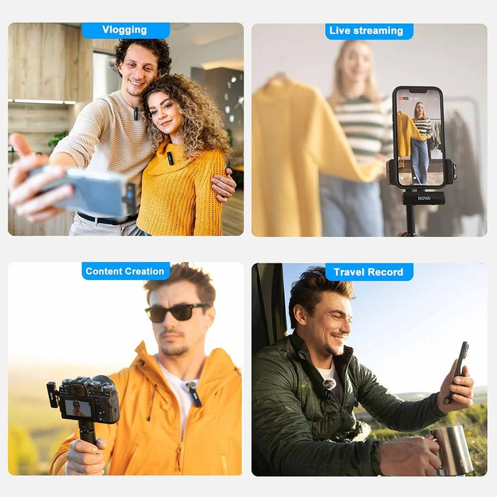 BOYA BOYALINK A2 For iPhone / Android / Camera Vlogging Wireless Lavalier Microphone (2 TX+1 RX) 100m Range - 7