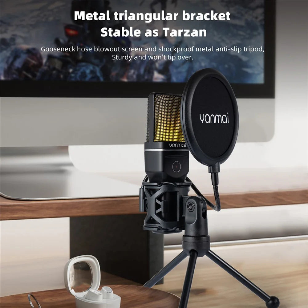 YANMAI SF-777W Live Streaming Wireless RGB Microphone for Gaming, Online Conference - 2