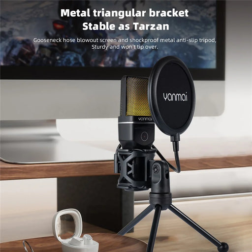 YANMAI SF-777W Live Streaming Wireless RGB Microphone for Gaming, Online Conference - 2