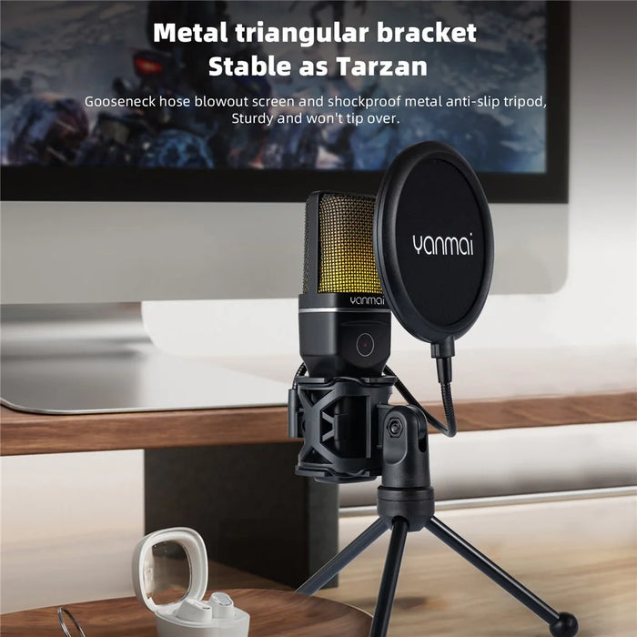 YANMAI SF-777W Live Streaming Wireless RGB Microphone for Gaming, Online Conference - 2