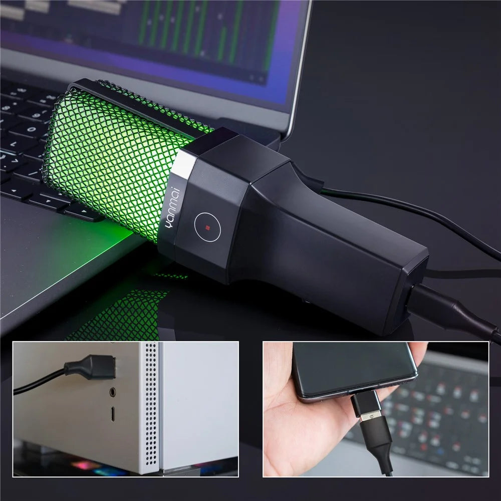YANMAI X1R RGB Light USB Wired Microphone Recording E-sports Game Desktop Condenser Mic - 4
