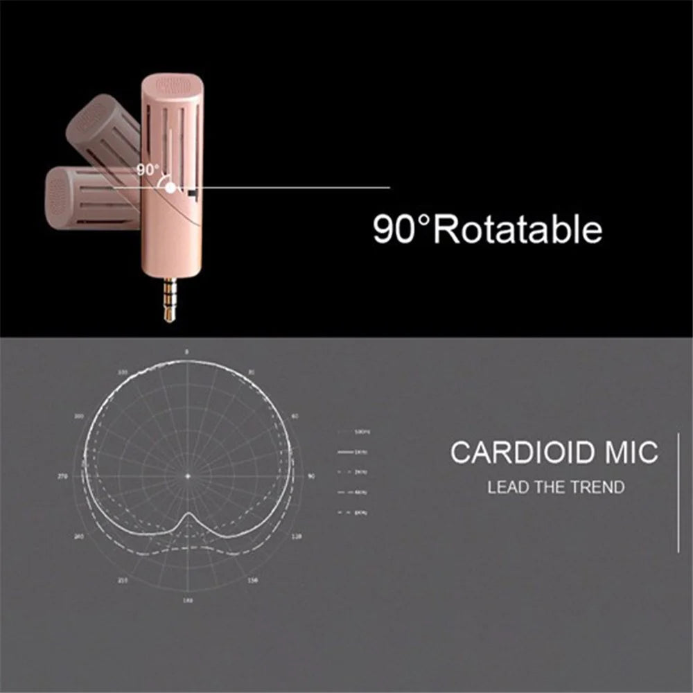 YANMAI R2 Rotatable Mini Microphone Video Recording 4-Pole 3.5mm Mobile Phone Mic - Rose Gold - 2