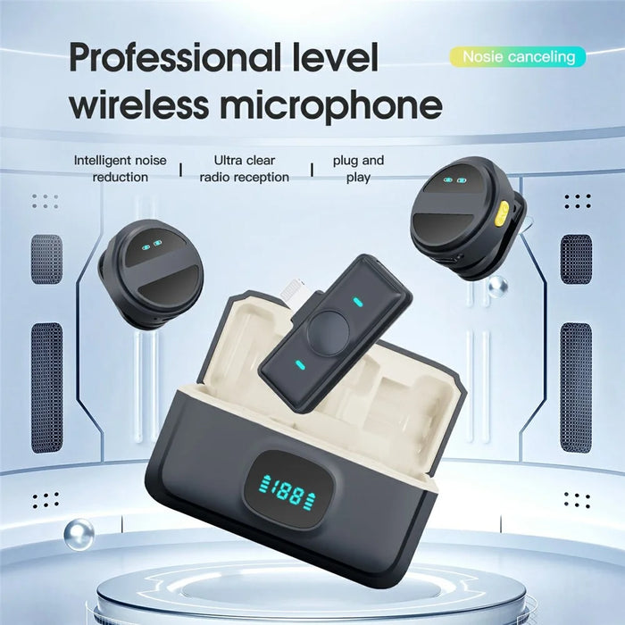 SX21 Wireless Lavalier Microphone for iPhone (2 Microphones+1 Receiver) 2.4G Smart Noise Reduction - 2
